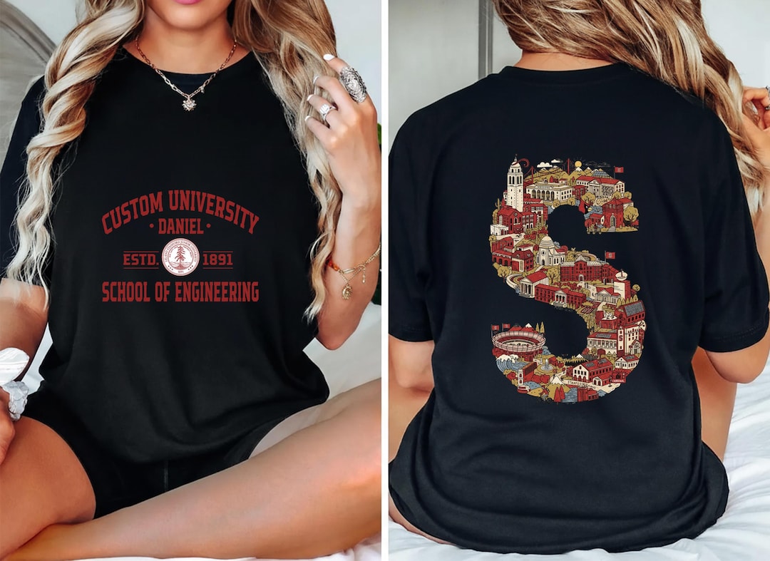 Custom University T-shirt, Personalized Minimalist College Graphic Tee ...