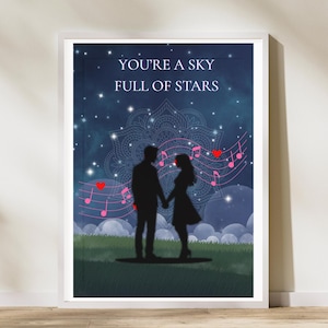 You&#39;re a Sky Full of Stars Printable Wall Art | Soulmate Love Inspired Poster, Starry Night Home Decor, INSTANT Download