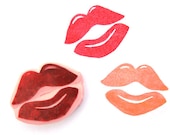 Valentines Stamp, Luscious Lips Hand Carved Rubber Stamp, Unmounted