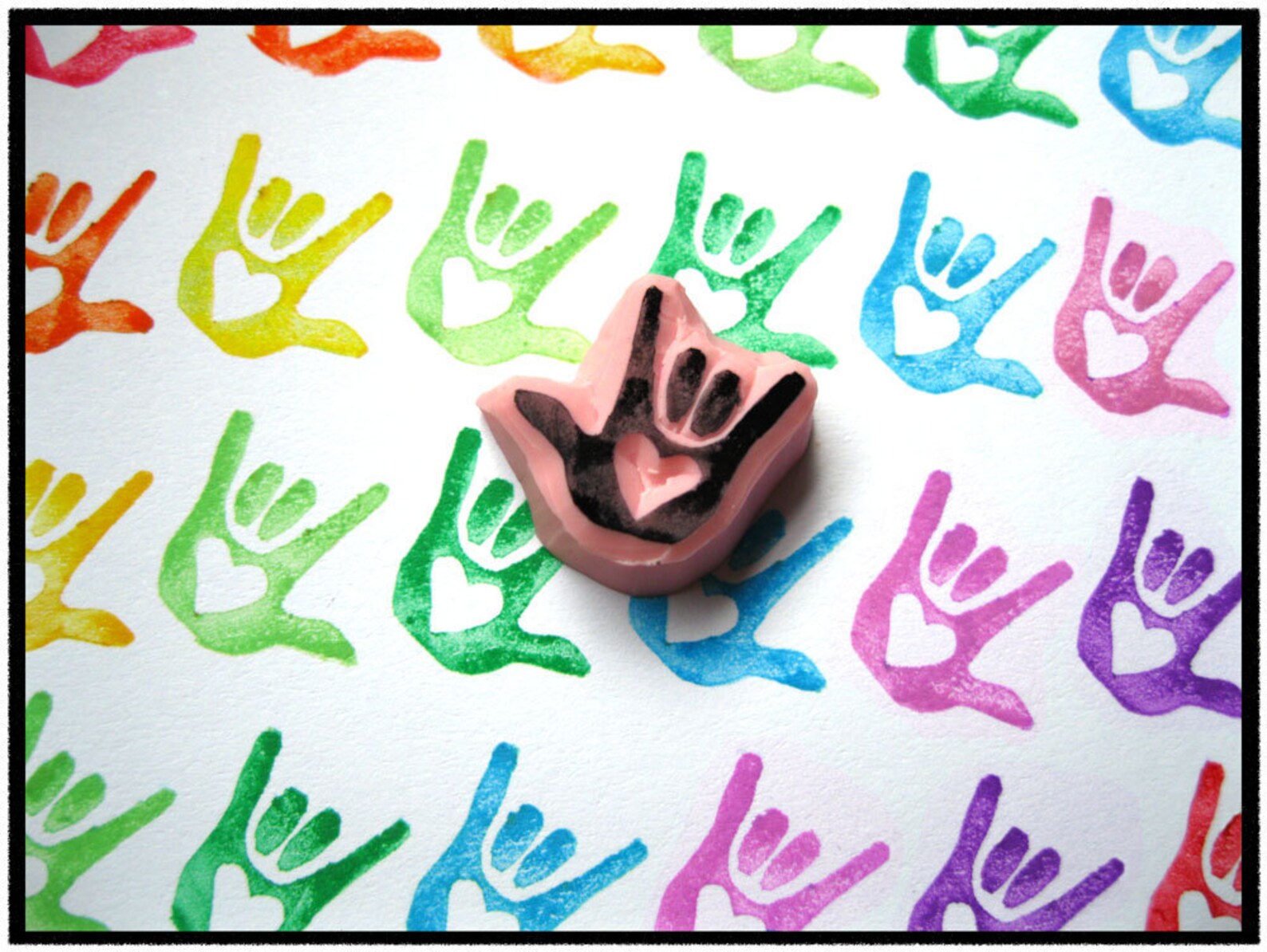 Je T'aime En Langue Des Signes Dessin Je t'aime la langue des signes ASL main sculptée Rubber | Etsy