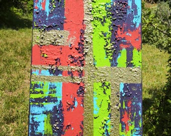 Original abstrakt strukturiertes Acrylbild | Moderne lebendige Wandkunst | Gold Akzent Leinwand One Of A Kind 40 x 60 cm