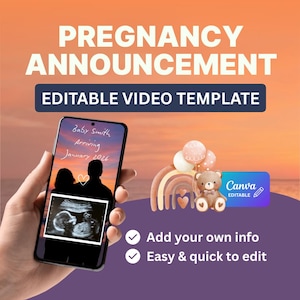 Digital Pregnancy Announcement Video Animated Baby Reveal Template Digital Baby Announcement Video Unique Pregnancy Announcement Movie