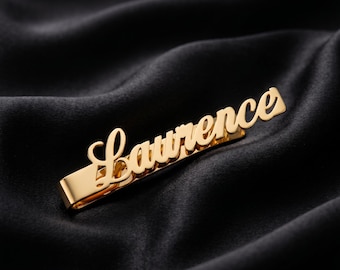 Personalized Gold Tie Clip – Custom Name Tie Bar for Men – Script Name Tie Clip – Groom Gift – Wedding Accessories – Groomsmen Gift