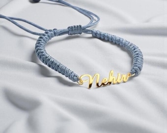 Pulsera de cuerda grabada personalizada: dije ajustable de acero inoxidable