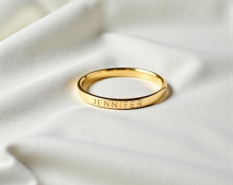 Personalized Name Ring, Custom Engraved Stacking Ring