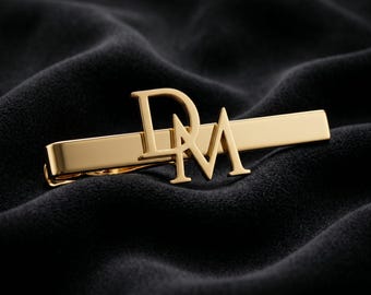 Custom Initial Tie Clip: Engraved Stainless Steel Tie Bar, Groomsmen Gift