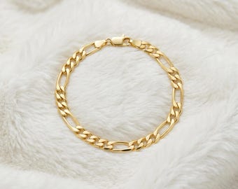 Bracciale a catena Figaro in oro - Maglia italiana lucida, stile minimalista