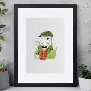 Original Watercolour Travelling Rabbit (A4)