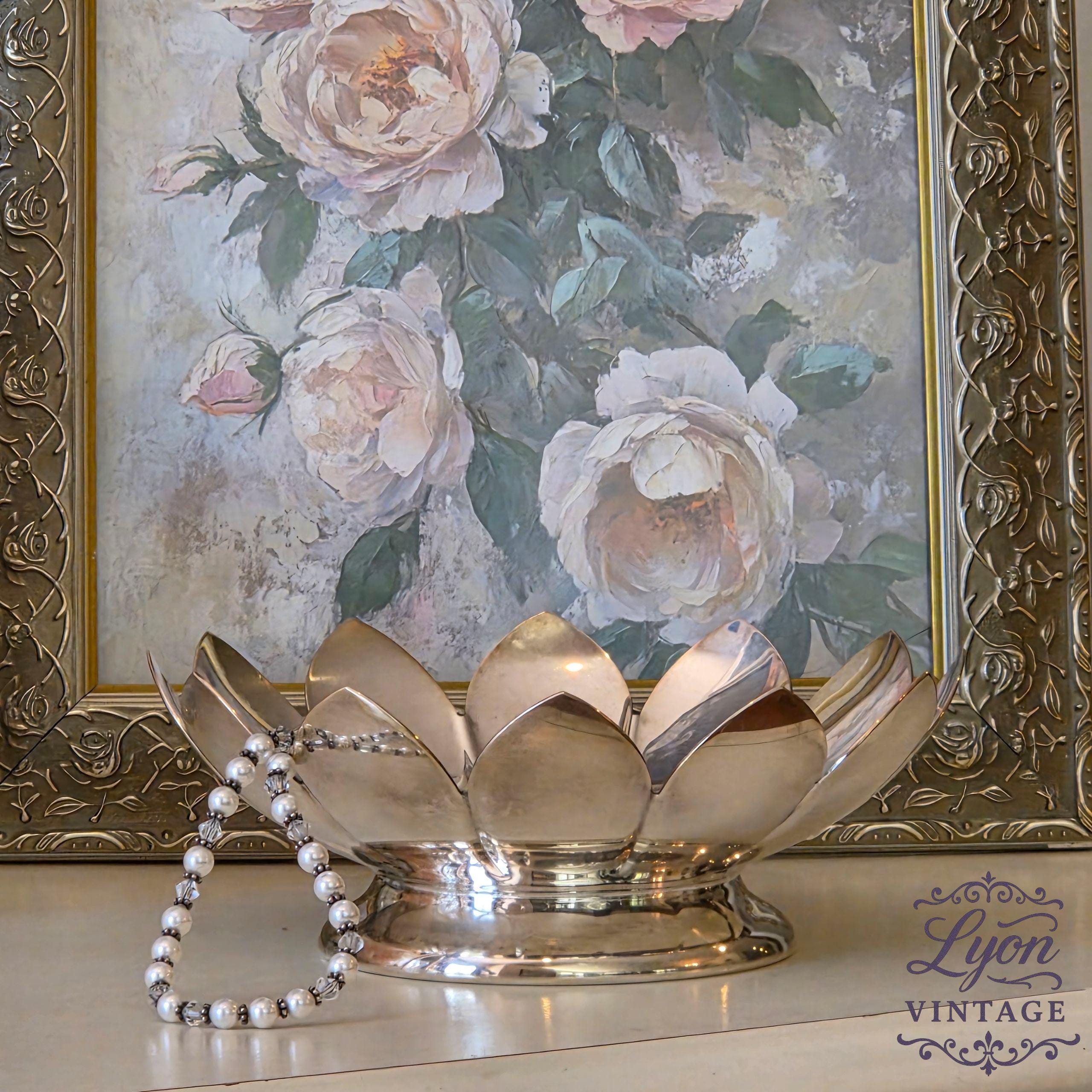 Vintage Reed & Barton Silverplate Lotus Bowl - 8" Flower Petal Dish, Mid Century Modern #3002