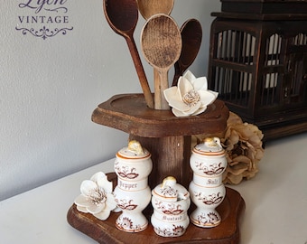 Vintage 1970s M. Kamenstein Rotating Spice Rack – Wooden Countertop Organizer