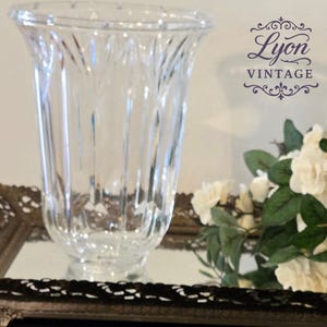 Vintage Heavy Cut Crystal Hurricane Lamp Shade – 8.5&quot; Tall – Flared Top with Vertical Panel Design – Replacement Globe