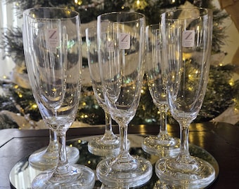 Vintage Cristallerie Zwiesel Columbia Champagne Flutes – Set of 6 German Crystal Glasses – Schott Zwiesel with Original Box