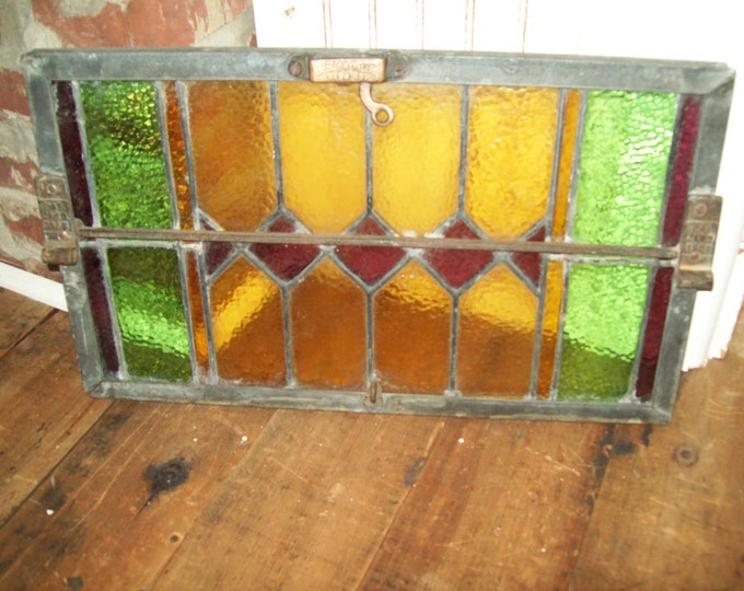 Vintage Stained Glass Window With Metal Frame. Etsy