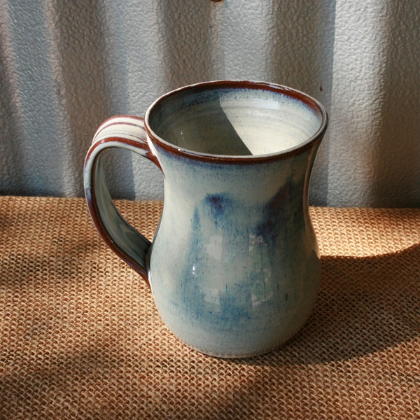 White Pottery Coffee Mug | Creamy White Cup with Handle | Handmade Ceramic Mug | Microwave and Dishwasher Safe Pottery | 14 ounce Mug