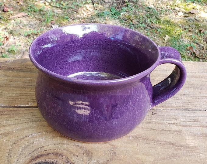 Purple Pottery Soup Mug NC Pottery Chili Bowl Etsy
