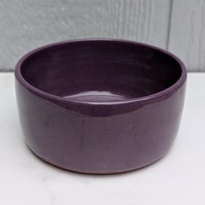 Handmade Ceramic Dog Dish: Purple Pottery Pet Bowl