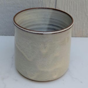 Pottery Utensil Holder, White Kitchen Spoon Crock, Rustic Farmhouse