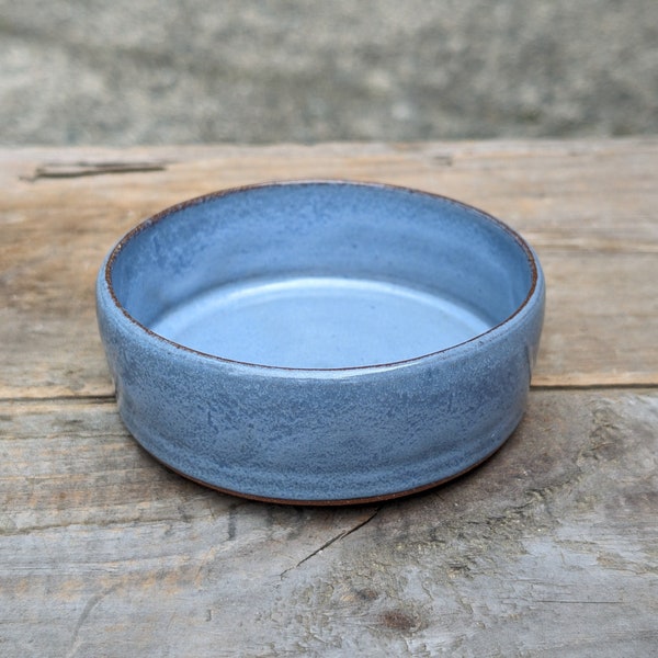 Small Dog or Cat Dish, Handmade Light Blue Ceramic Pet Bowl, Made in NC, Functional Pottery