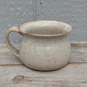 Pottery Soup Mug, Oatmeal Speckled, Ceramic Soup Bowl, Handmade in NC