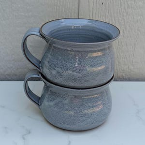 Pottery Soup Mugs (Pair) | Light Blue, NC Wheel-Turned Bowls