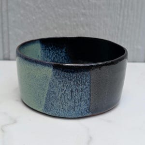 Seafoam Green and Black Dog Dish, Handmade Ceramic Pet Bowl, Made in NC, Functional Pottery