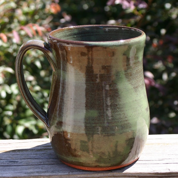 Pottery Mug with Handle Green Glaze