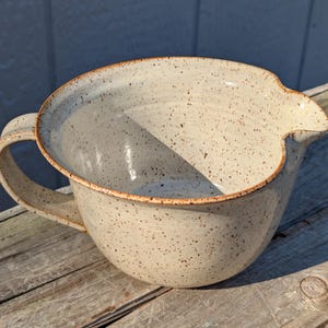Speckled White Pottery Mixing Bowl, North Carolina Stoneware