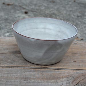 Pottery Cereal Bowl, White NC Stoneware, Wheel Thrown Ceramics