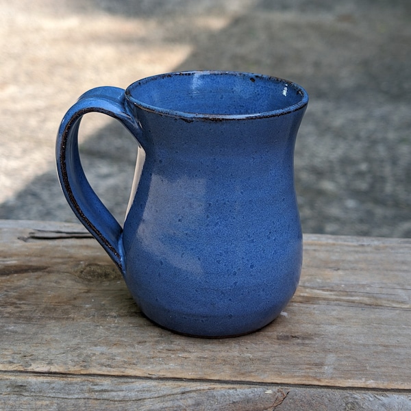 Cobalt Blue Pottery Mug | Handmade Cup with Handle | NC Pottery Coffee Mug | Farmhouse Ware | Ready to Ship Pottery | 10 Ounce Mug