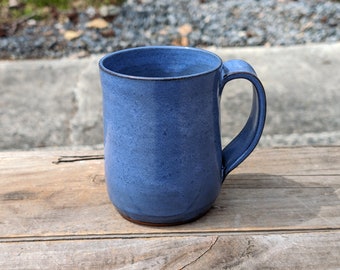 Cobalt Blue Pottery Mug | Handmade Cup with Handle | NC Pottery Coffee Mug | Farmhouse Ware | Ready to Ship Pottery | 16 Ounce Mug