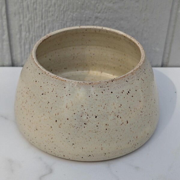 Pottery Spaniel Bowl, Oatmeal Speckled Dog Food Dish, Water Bowl