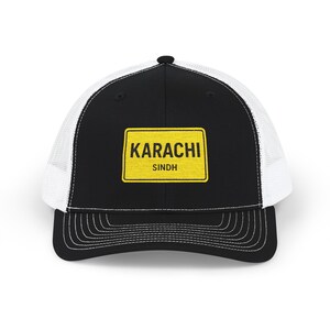 Embroidered Karachi Sindh Number Plate Snapback Trucker Cap, Unique Cap, Vintage Pakistan Hat, Old License Plate Cap, Stand Out Hat