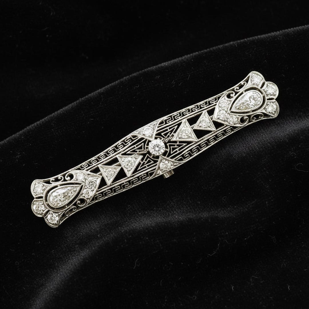 Mid Century Bar Pin Brooch, Openwork Art Deco Brooch, Edwardian ...