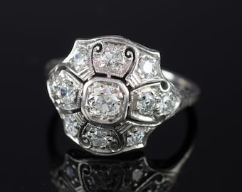 0.79CTW Vintage Inspire Old European Cut Diamond Ring, Edwardian Engagement Ring, Women's Victorian Ring, Retro Wedding Ring, Gift For Her