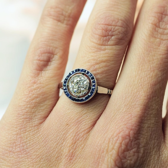 Vintage Inspire Target Ring, Edwardian Wedding Bridal Ring, Art