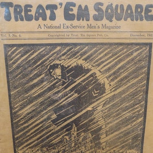 &quot;RARITÄT: 1921 Zeitschrift &quot;&quot;Treat &#39;Em Square&quot;&quot; / schlechter Zustand / historisch / Militär / Armee / 1920er Jahre / Nachkriegs /