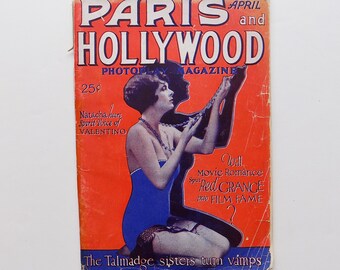 Rare 1927 April issue of PARIS and Hollywood magazine / 98 pages / 17 full page pin -ups / Charlie Chaplin / silent films