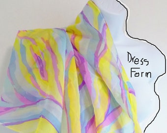 1960s-1970s psychedelic swirl acetate sheer fabric for over blouse, scarf, etc. 2 yards x 46" wide