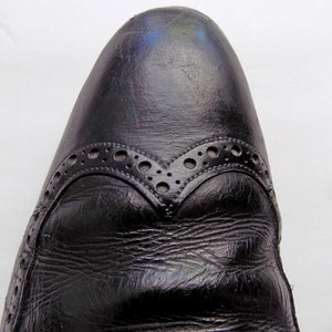 Reduced 1950s-70s NUNN BUSH Wingtip Slip-ons / Black leather / loafers / Elastic / Pointy shoes / Winklepickers
