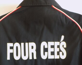 1960s-70s Bowling-Hemd / Größe 40 / schwarz-rot und weiß / FOUR Cee's / George / Rockabilly / Baumwoll-Poly-Mischung / RnR / doppelte Taschen