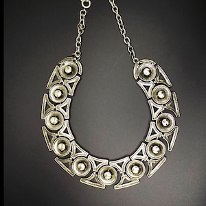 1950s-60s Silberfarbene Gliederkette / zeitlos / Steampunk / Glamour / Keltisch / Ägyptisch