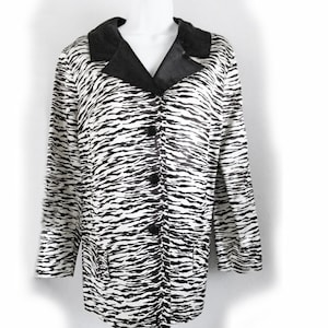 1970s-80s Satin Animal Print short Coat / Jacket / tiger / zebra / black and white