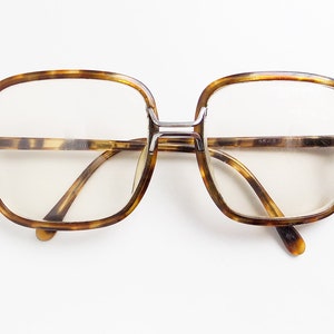 1960s-70s Square shaped Japanese plastic frames with prescription lenses that can be removed / brown tortoiseshell style / eyewear image 1