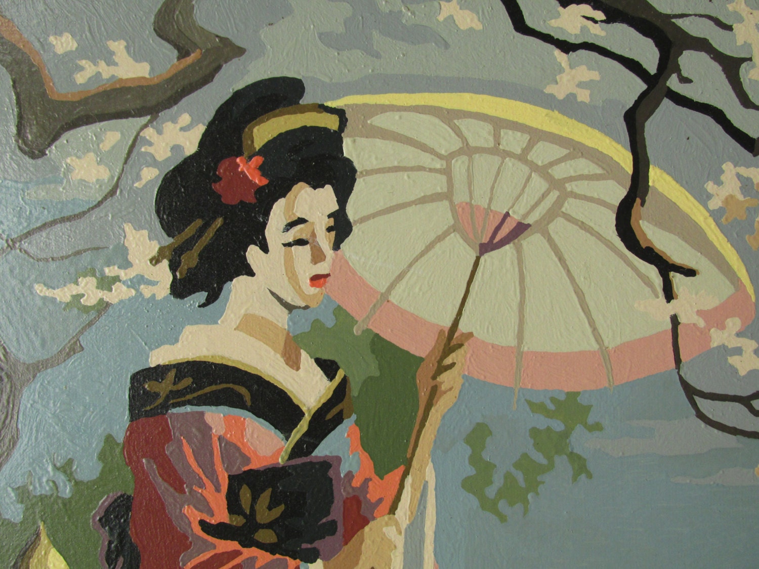 REDUCED! 1950s-60s Pair of Paint by Number Scenes of Japan, Each