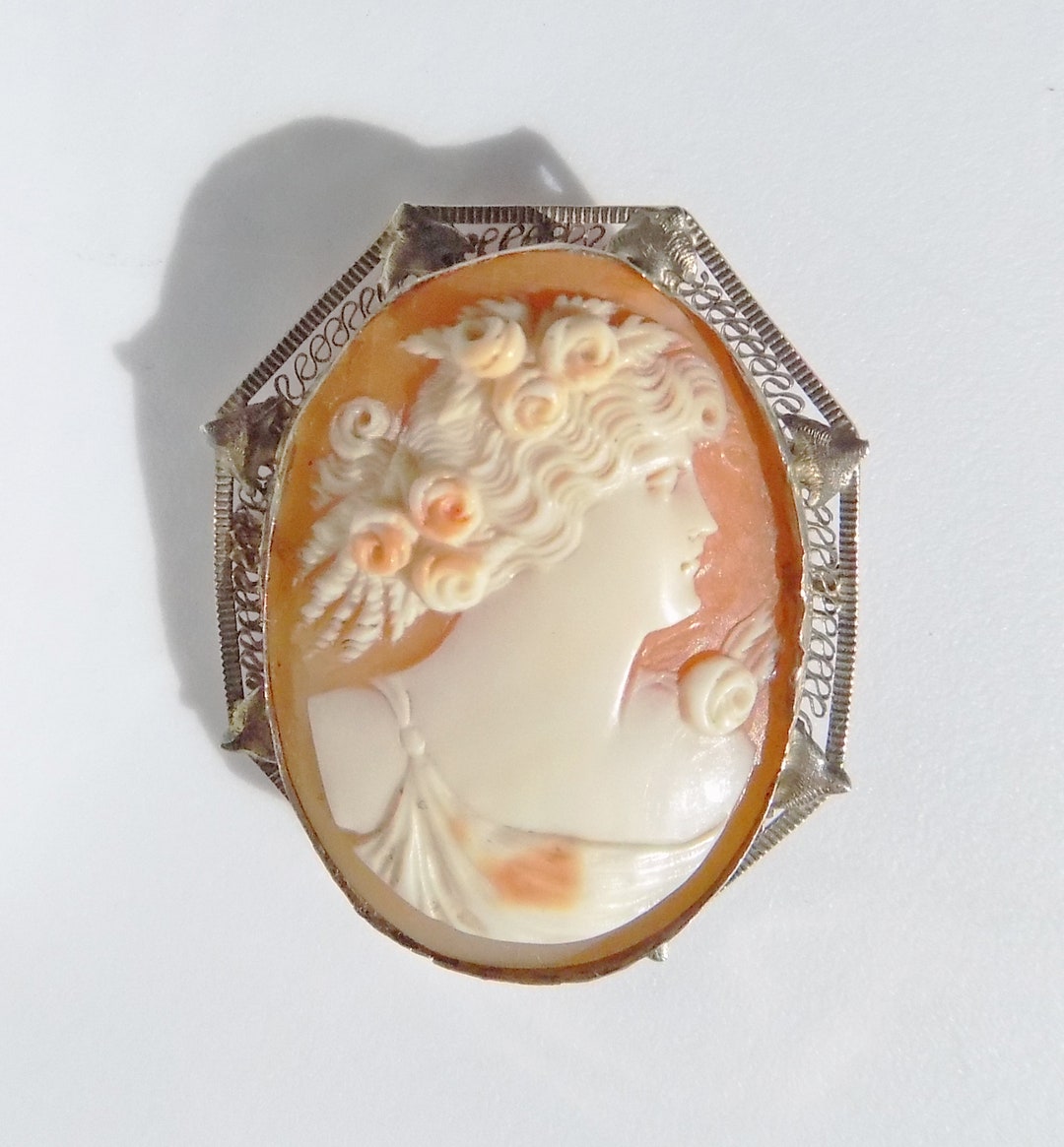 Shell, gold filled antiques circa 1900 cameo broch specialty