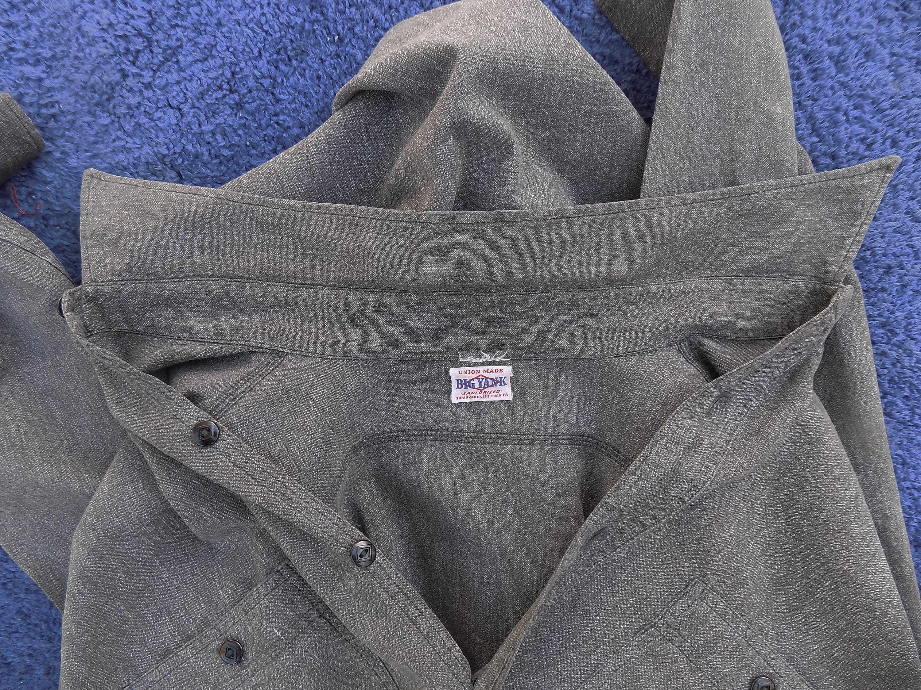 1940s Original RARE Large Big Yank Work Shirt Gray Salt and Pepper