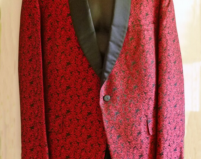 1950's Tuxedo Jacket With Rose Pattern Fabric Size 44 - Etsy