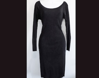 1970s-80s COMPLICE Dress (Gold label) by Dolce Gabbana, Little black Italian Rayon Knit , flawless knit, slinky and sexy! No hems...no zip