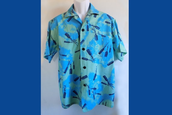 トップス 50s Hawaiian Tops opencollar shirt Vtg 50s 60s Aloha Sportswear Shirt Rayon Loop Collar