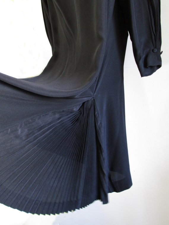 1910s/ 20s Black Silk asymmetrical pleated dress … - image 4